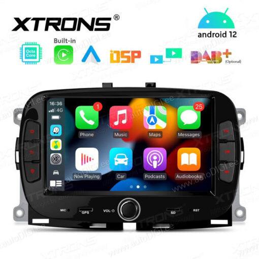 Fiat Android 12 андроид радио XTRONS PE72500FL Apple Carplay интерфейс