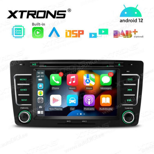 Skoda Android 12 андроид радио XTRONS PE72CTS Apple Carplay интерфейс