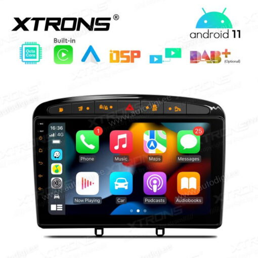 Peugeot Android 12 autoradio XTRONS PEP92408P Apple Carplay näkymä