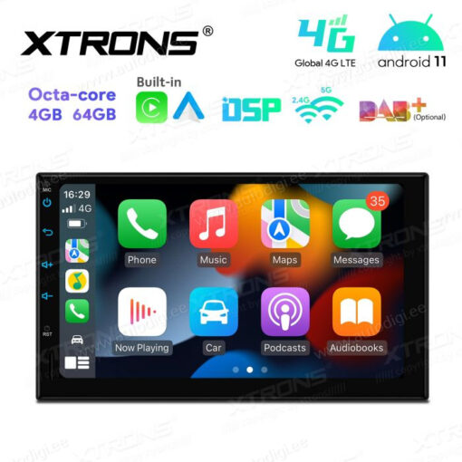 2 DIN Android 12 autoradio XTRONS TIA723L Apple Carplay näkymä
