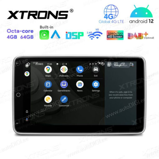 2 DIN Android 12 autoraadio XTRONS TX120L Android Auto vaade