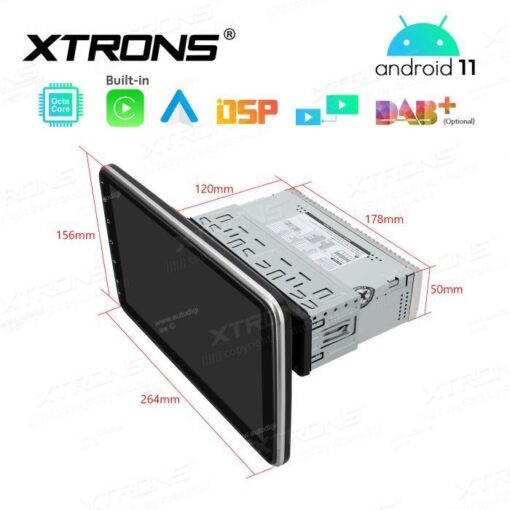 1 DIN Android 12 autoraadio XTRONS DE123L mõõdud