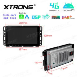 Chevrolet Android 12 car radio XTRONS IA82JCCL size