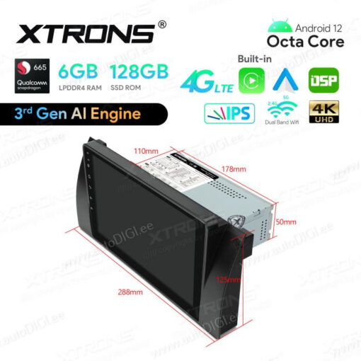 BMW Android 12 car radio XTRONS IQP9253B size