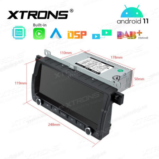 BMW Android 12 car radio XTRONS PE8246BL size