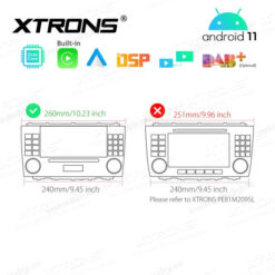 Mercedes-Benz Android 12 car radio XTRONS PE82M209SL size