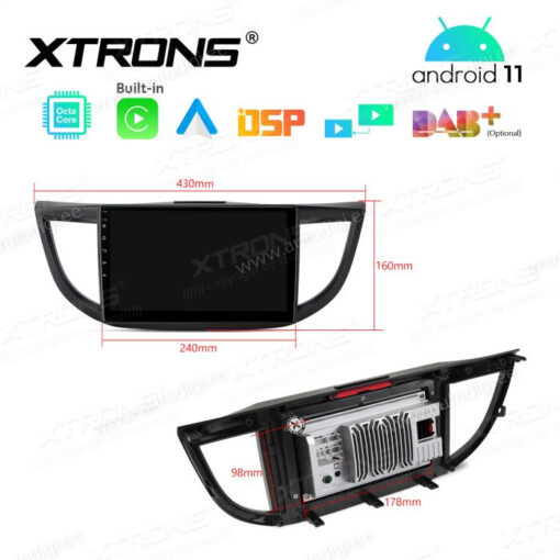Honda Android 12 car radio XTRONS PEP12CRNH size