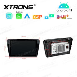 Skoda Android 12 car radio XTRONS PEP12CTS size