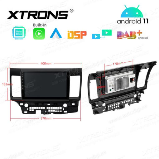 Mitsubishi Android 12 car radio XTRONS PEP12LSM size
