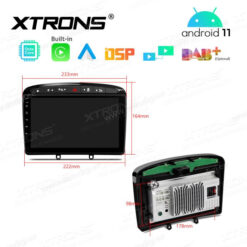 Peugeot Android 12 car radio XTRONS PEP92408P size