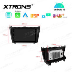 Mazda Android 12 car radio XTRONS PEP92M6M size