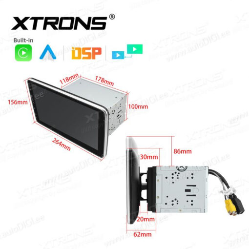 2 DIN Linuxcar radio XTRONS TL10L size