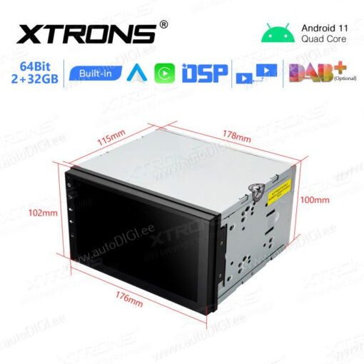 2 DIN Android 11 car radio XTRONS TN711L size