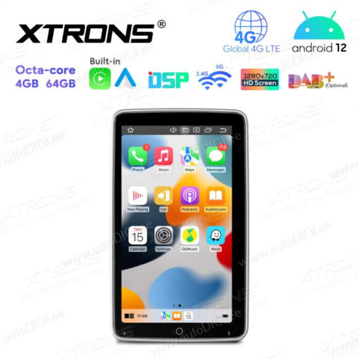 2 DIN Android 12 autoraadio XTRONS TX120L mõõdud