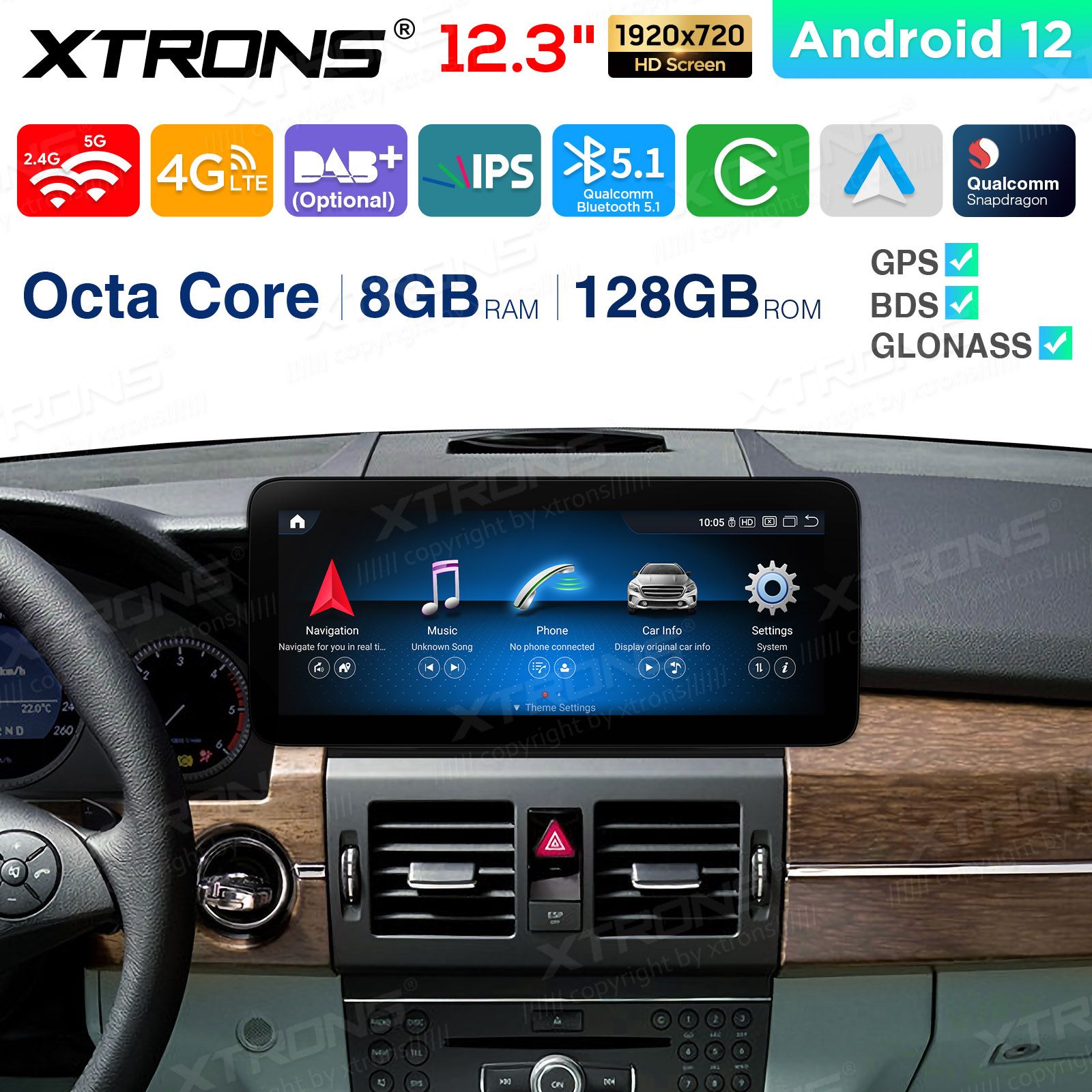 Mercedes-Benz GLK Class X204  2008 - 2012 (NTG4.0) Android 12 Car  Multimedia Player with GPS Navigation 