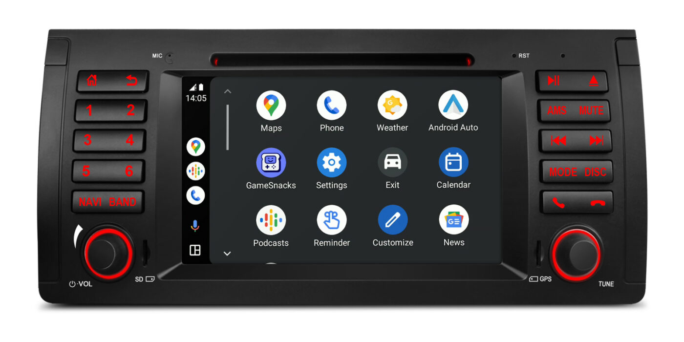 BMW X5 E53 (1999-2006) | Android 14 | 4+64GB | 4G | Gyroscope | CD/DVD | GPS autoraadio ja multimeediakeskus - Apple CarPlay ja Android Auto