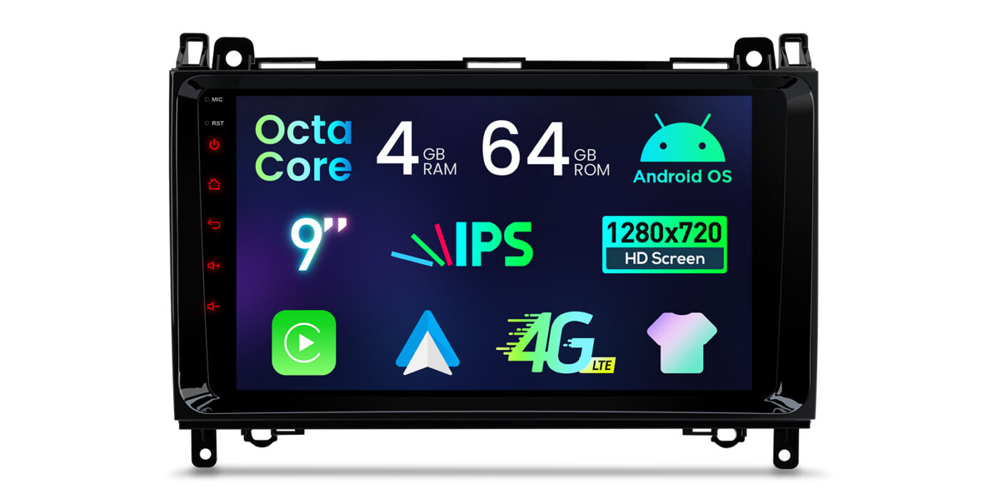 Mercedes-Benz Sprinter | Vito & Viano (2006-2020) | A-Class | B-Class W245 | Android 14 | 4+64GB | GPS autoraadio ja multimeediakeskus - Riistvara ja ekraan