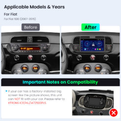 Fiat 500 (2007-2015) Xtrons IDS7050FLB Android 14 autoraadio tootepilt