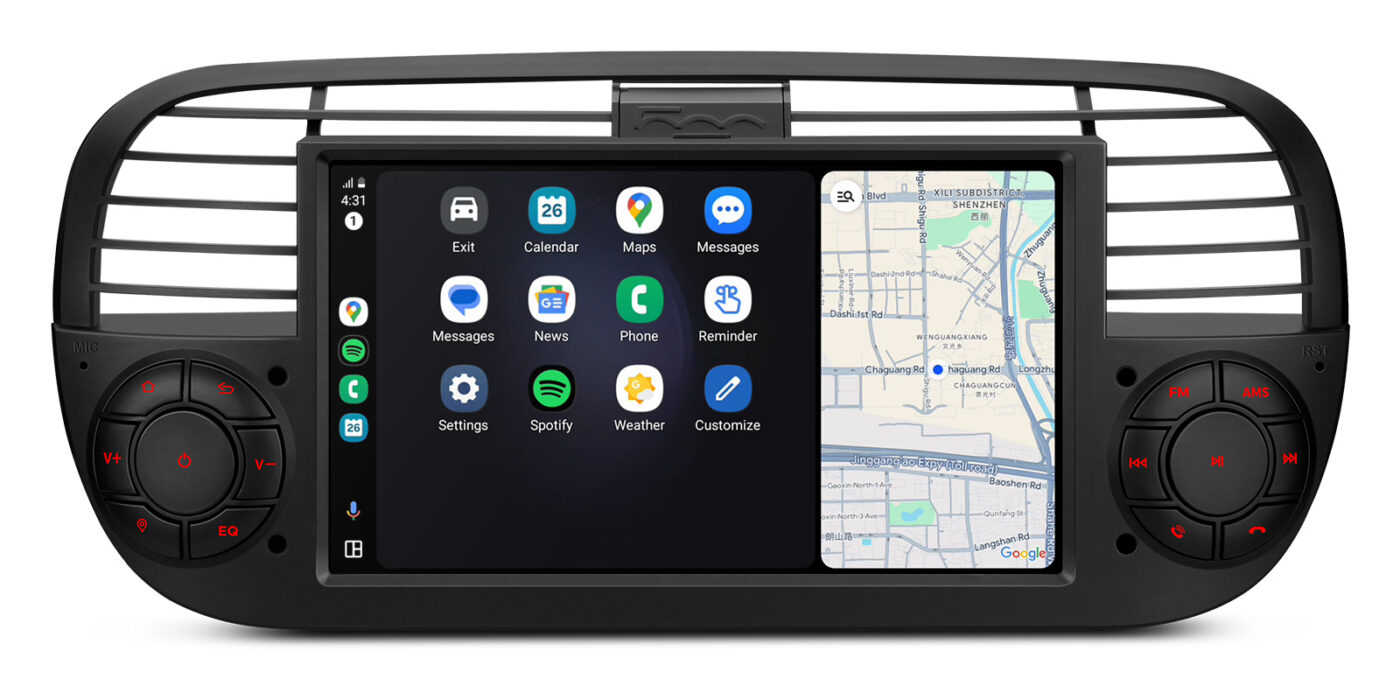 Fiat 500 (2007-2015) | Android 14 | 2+64GB | GPS autoraadio ja multimeediakeskus - Apple CarPlay
