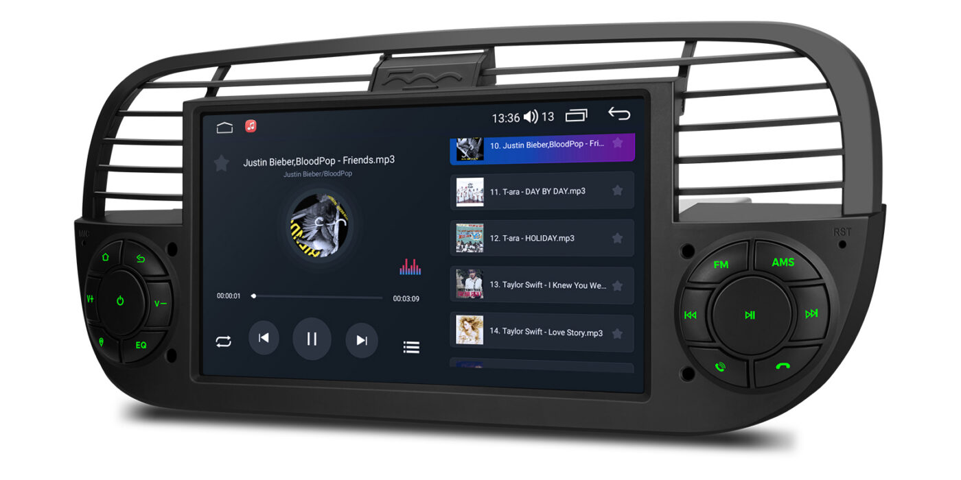 Fiat 500 (2007-2015) | Android 14 | 2+64GB | GPS autoraadio ja multimeediakeskus - DSP heli ja raadio