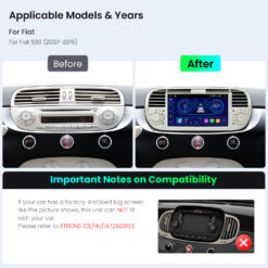 Fiat 500 (2007-2015) Xtrons IDS7050FLC Android 14 autoraadio tootepilt