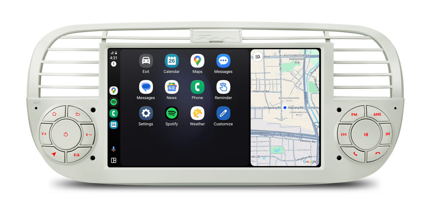 Fiat 500 (2007-2015) | Android 14 | 2+64GB | GPS autoraadio ja multimeediakeskus - Apple CarPlay