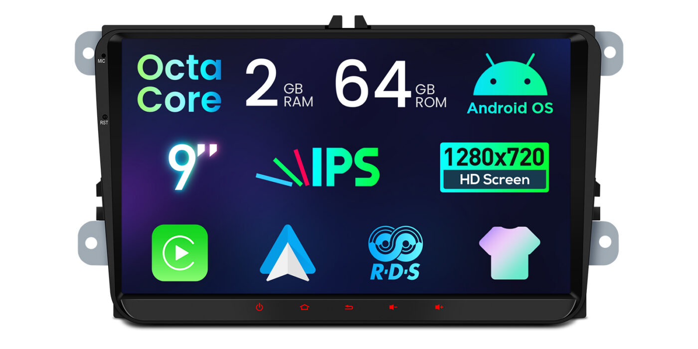 VW Passat B6 | B7 | Multivan | Transporter T5 | T6 | Amarok | Tiguan | Touran | Sharan | Android 14 | 2+64GB | GPS autoraadio ja multimeediakeskus - Riistvara ja ekraan