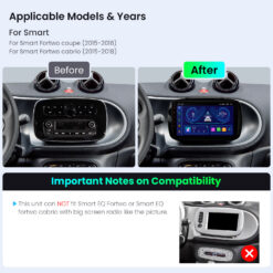 Smart Fortwo (2015-2018) Xtrons IDSP90MSMTN Android 14 autoraadio tootepilt