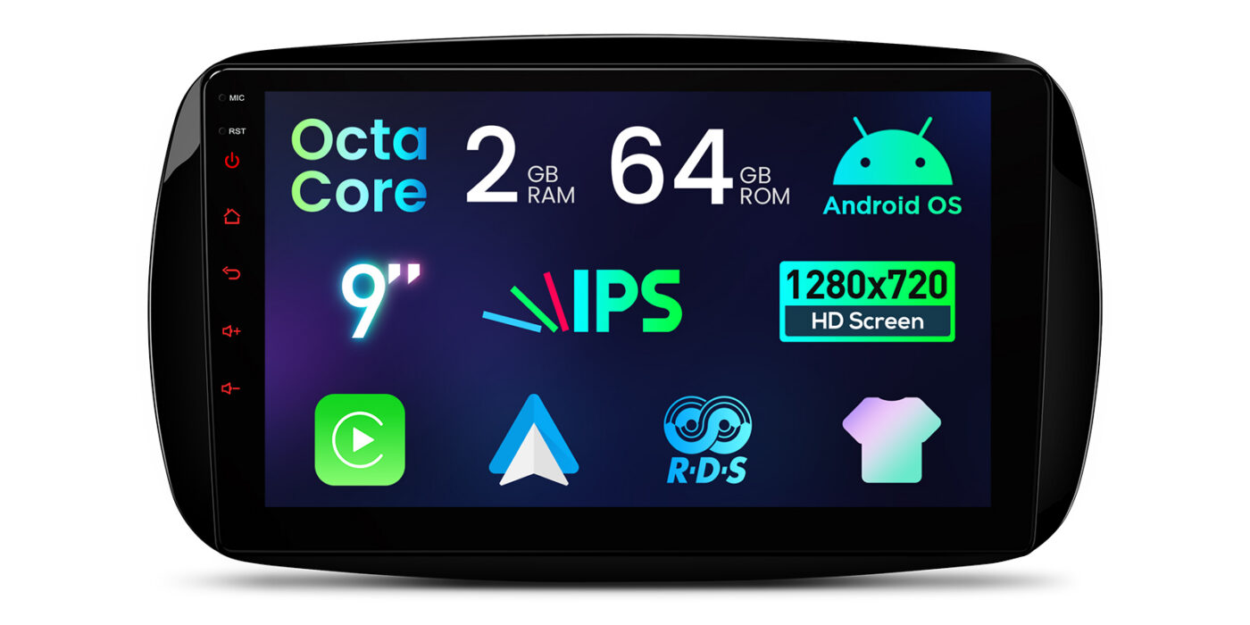Smart Fortwo (2015-2018) | Android 14 | 2+64GB | GPS мультимедийная магнитола - Оборудование и экран