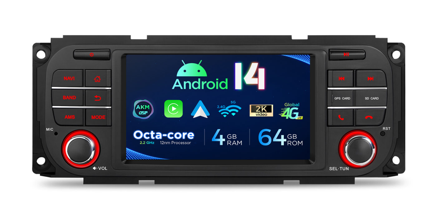 Dodge Caravan / Chrysler Voyager / Town&Country 2000 - 2007 | Android 14 | 4+64GB | 4G | Gyroscope | GPS autoraadio ja multimeediakeskus - 4+64GB riistvara ja 5-tolline IPS ekraan
