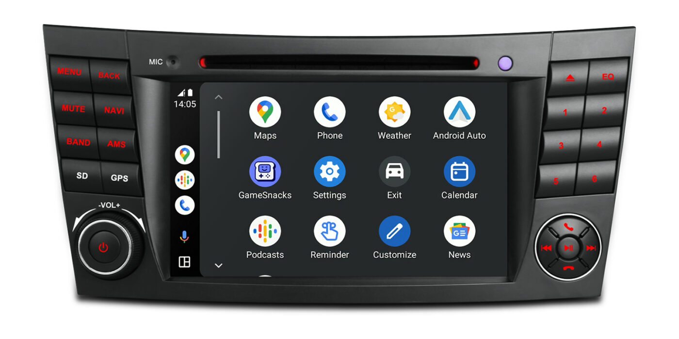 Mercedes-Benz E-Class W211 (2002-2008) | CLS W219 (2005-2006) | Android 14 | 4+64GB | 4G | Gyroscope | CD/DVD | GPS autoraadio ja multimeediakeskus - Apple CarPlay ja Android Auto