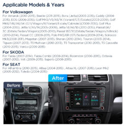 VW Passat B6 | B7 | Multivan | Transporter T5 | T6 | Amarok | Tiguan | Touran | Sharan Xtrons PX74MTVGS Android 14 autoraadio tootepilt