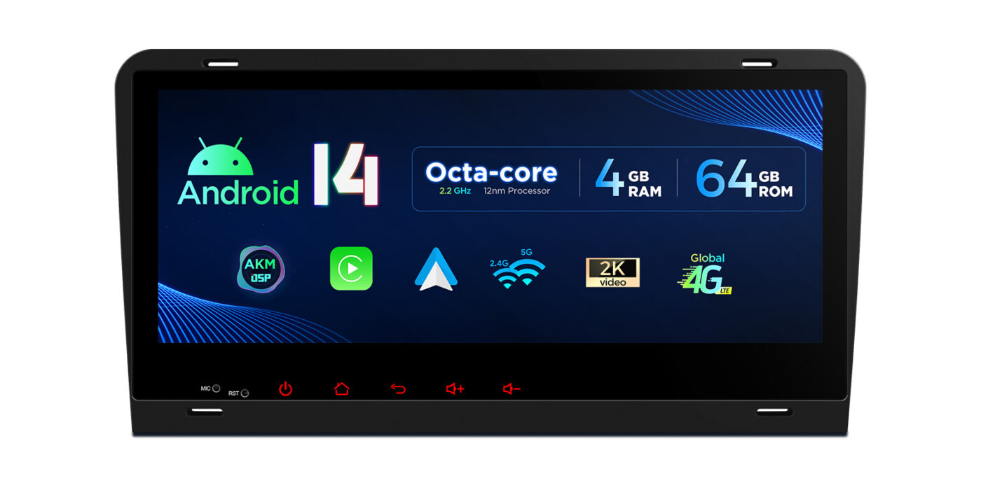 Audi A3 (2003-2012) | Android 14 | 4+64GB | 4G | Gyroscope | GPS autoraadio ja multimeediakeskus - Muuda oma auto multimeediakogemus nutikamaks ja kaasaegsemaks