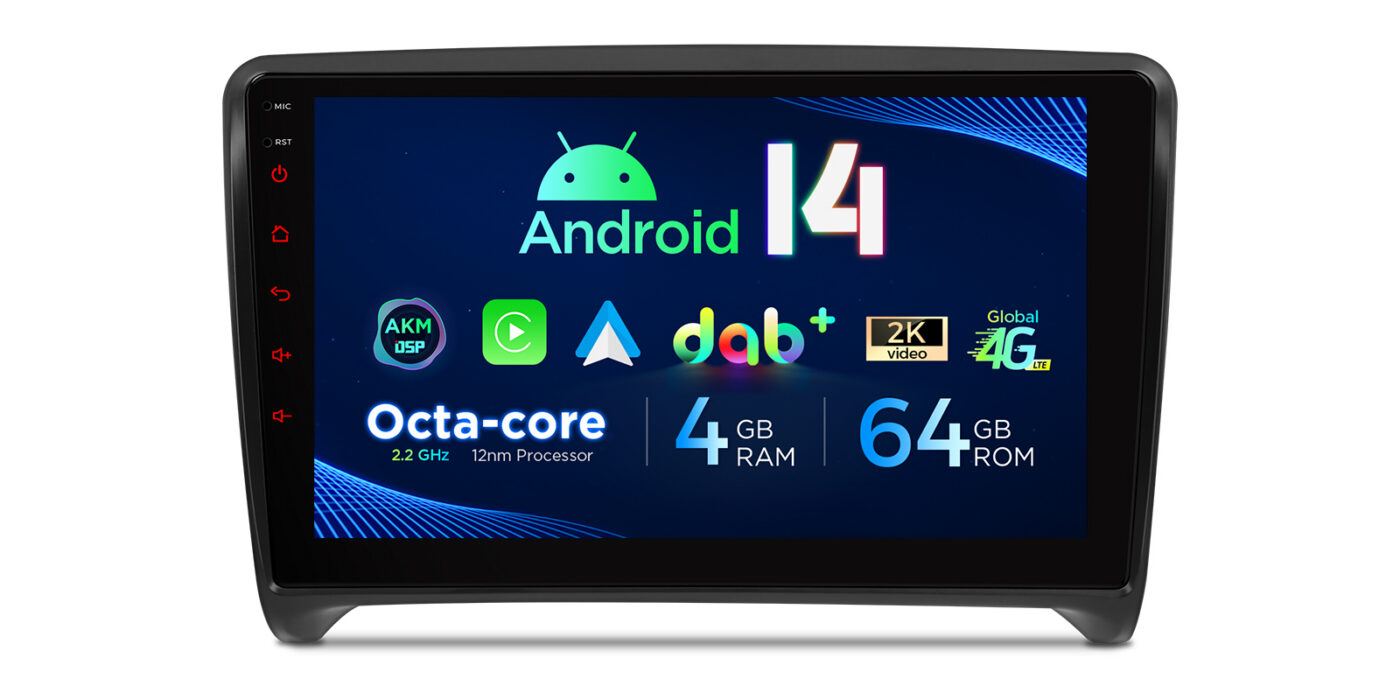 Audi TT (2006-2012) | Android 14 | 4+64GB | 4G | Gyroscope | DAB+ | GPS autoraadio ja multimeediakeskus - 4+64GB riistvara ja 9-tolline IPS ekraan