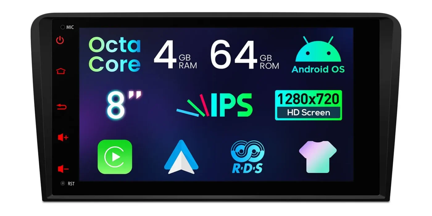 Audi A3 (2003-2012) | Android 14 | 4+64GB | GPS autoraadio ja multimeediakeskus - Riistvara ja ekraan